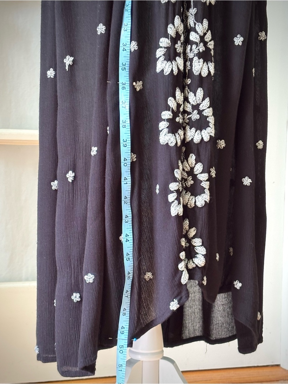 Free People Embroidered Black Boho Peasant Maxi Dress Sheer Size S - Picture 10 of 11